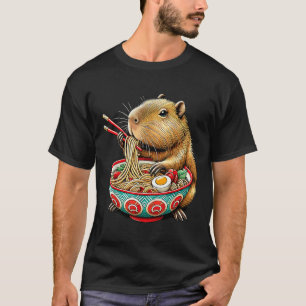 Capybara houdt van noedels Capybara die Japanse ra T-shirt