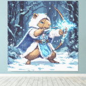Capybara Ice Archer - Fantasy Pixel Art Canvas Afdruk (Insitu (Houten vloer))