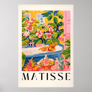 Capybara in badkuip kunstprint roze tropisch poster