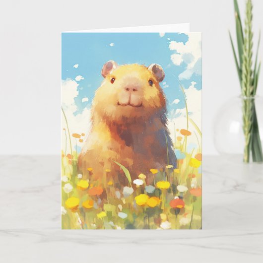 Capybara in de weide kaart (Voorkant)