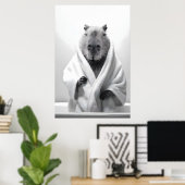 Capybara in een badkuip poster (Thuiskantoor)