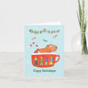 Capybara in een Cup met Cute Capybara Happy Holida Kaart