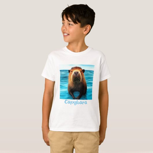 Capybara in het water T-shirt (Voorkant volledig)