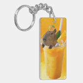 Capybara in Oranje sap Sleutelhanger (Voorkant Links)