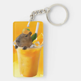 Capybara in Oranje sap Sleutelhanger