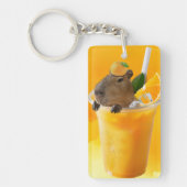 Capybara in Oranje sap Sleutelhanger (Voorkant)