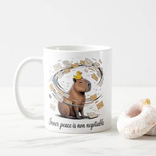 Capybara Inner Peace Mug - Funny Office Coffee Cup (Avec donut)