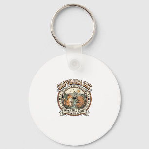 Capybara Kat Capybara Chille Kat Vintage Vector Ku Sleutelhanger