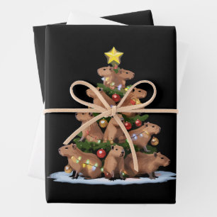 Capybara Kerstboom Cadeau Grappig Kerstmis Capy Inpakpapier Vel