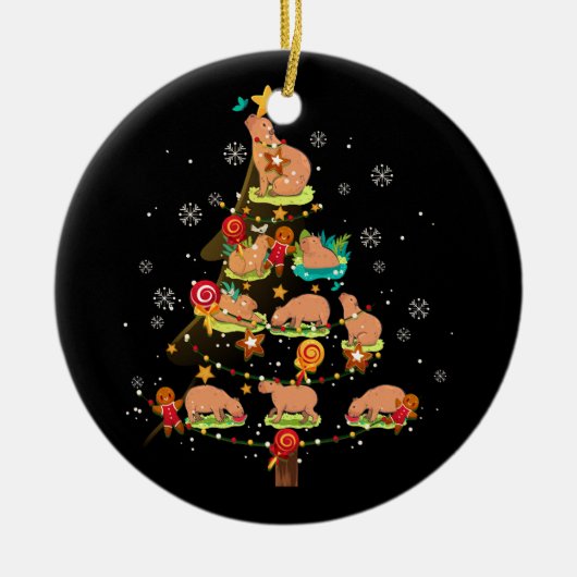 Capybara Kerstboom Vrolijk kerstdier dierentuin Keramisch Ornament (Voorkant)