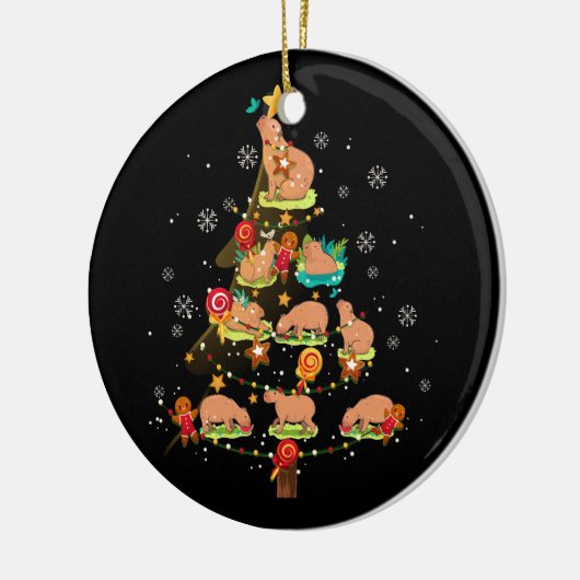 Capybara Kerstboom Vrolijk kerstdier dierentuin Keramisch Ornament (Links)
