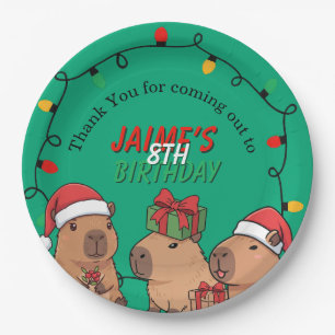 Capybara Kerstlichten Verjaardagsfeestje Papieren Bordje