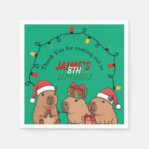 Capybara Kerstlichten Verjaardagsfeestje  Servet