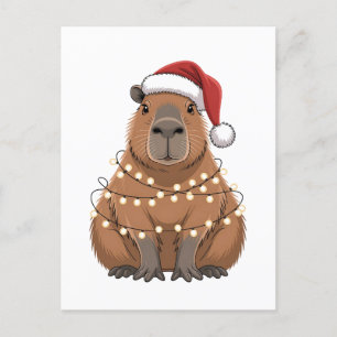 Capybara Kerstmis bijpassende grappige kerstman Feestdagenkaart