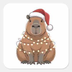 Capybara Kerstmis bijpassende grappige kerstman Vierkante Sticker