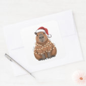 Capybara Kerstmis bijpassende grappige kerstman Vierkante Sticker (Envelop)