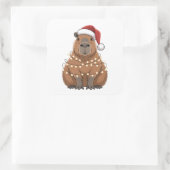 Capybara Kerstmis bijpassende grappige kerstman Vierkante Sticker (Tas)