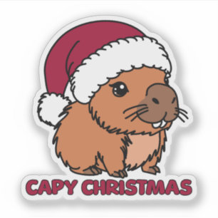 Capybara Kerstmis Sticker