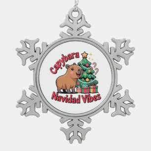 Capybara Kerststemming Kersthumor Tin Sneeuwvlok Ornament