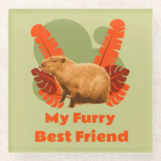 Capybara Knuffel Beste Vriend Tropisch Dier Glazen Onderzetter