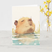 Capybara Koelt Af Kaart (Gele Bloem)