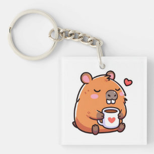 Capybara koffie liefde sleutelhanger