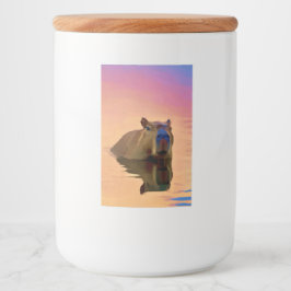 Capybara komt uit een rustige Schattigee kunst van Voedselcontainer Etiket