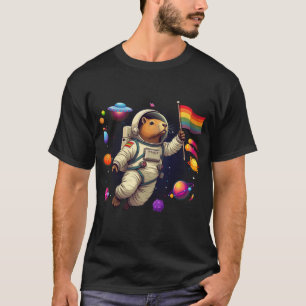 Capybara LGBTQ in de ruimte: leuk UFO-avontuur T-S T-shirt