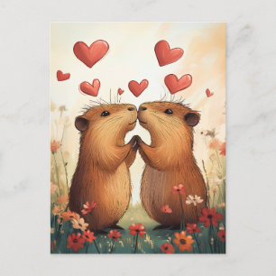 Capybara Love - Een romantisch weidemoment Briefkaart