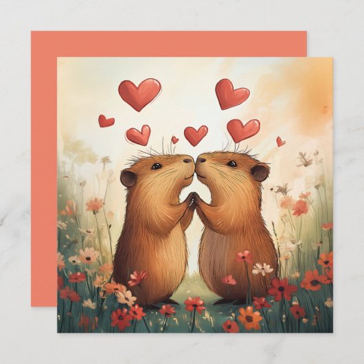 Capybara Love - Een romantisch weidemoment Kaart (Voorkant / Achterkant)