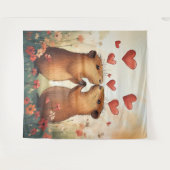 Capybara Love - Een romantisch weidemoment Wandkleed (Voorkant (horizontaal))