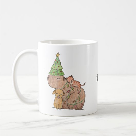 Capybara met katten- en hondencadeau koffiemok (Links)