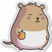 Capybara met koffie-sticker sticker (Voorkant)