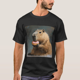 Capybara met roze donut t-shirt