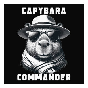 Capybara Met Zonnebril Capy Commandant Foto Afdruk