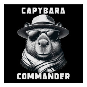 Capybara Met Zonnebril Capy Commandant Perfect Poster