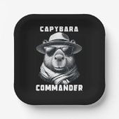 Capybara met zonnebril Capy Commander Papieren Bordje (Voorkant)