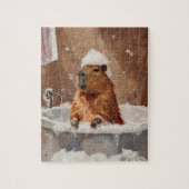 Capybara mignon dans un bain moussant Puzzle à piè (Vertical)