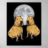 Capybara Moon Funny Capybaras Poster (Voorkant)