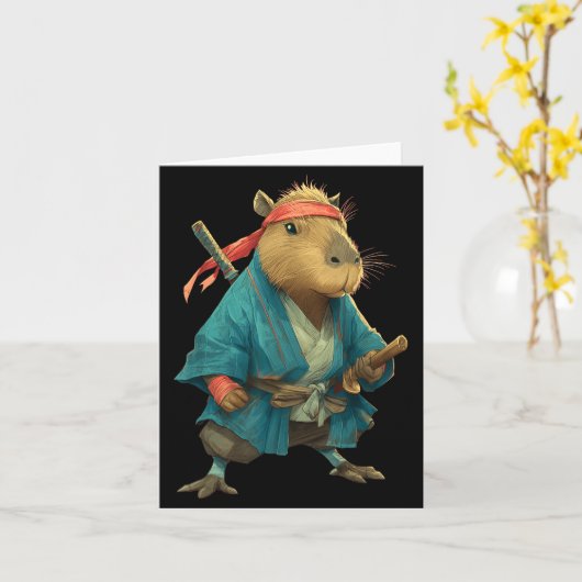 Capybara Ninja Samurai Japan Funny Japanese Graphi Kaart (Gele Bloem)