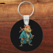 Capybara Ninja Samurai Japan Funny Japanese Graphi Sleutelhanger (Voorkant)