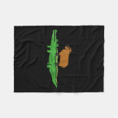 Capybara On Crocodile Capy Alligator Rodent Men Wo Fleece Deken (Voorkant (Horizontaal))