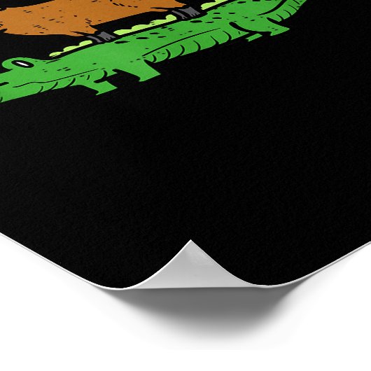 Capybara On Crocodile Capy Alligator Rodent Men Wo Poster (Hoek)