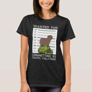 Capybara on Tortoise Wanted Mugshot T-shirt