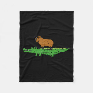 Capybara Op Krokodil Capy Alligator Knaagdier Mann Fleece Deken