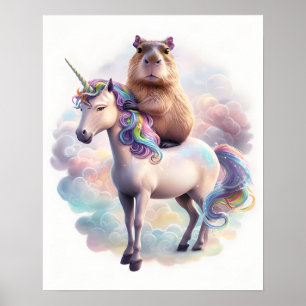 Capybara op Unicorn Poster – Magische Fantasie Kun