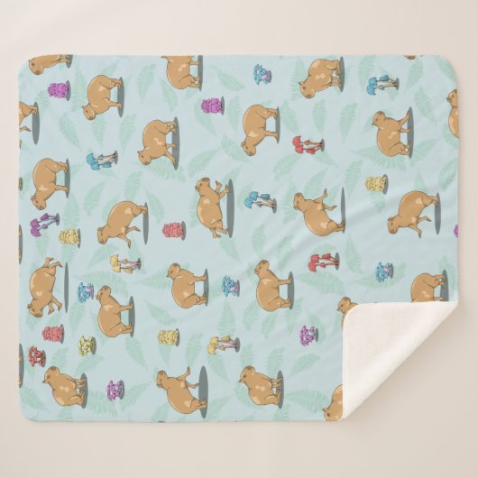 Capybara Pattern Sherpa Deken (Voorkant (horizontaal))