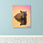 Capybara Peaceful Canvas Afdruk (Insitu (Houten vloer))