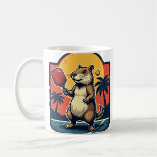 Capybara Pickleball Club Retro Logo Sport Kunst An Koffiemok