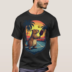 Capybara Pickleball Club Retro Logo Vintage Atleet T-shirt